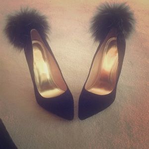 Black Pom Pom heels